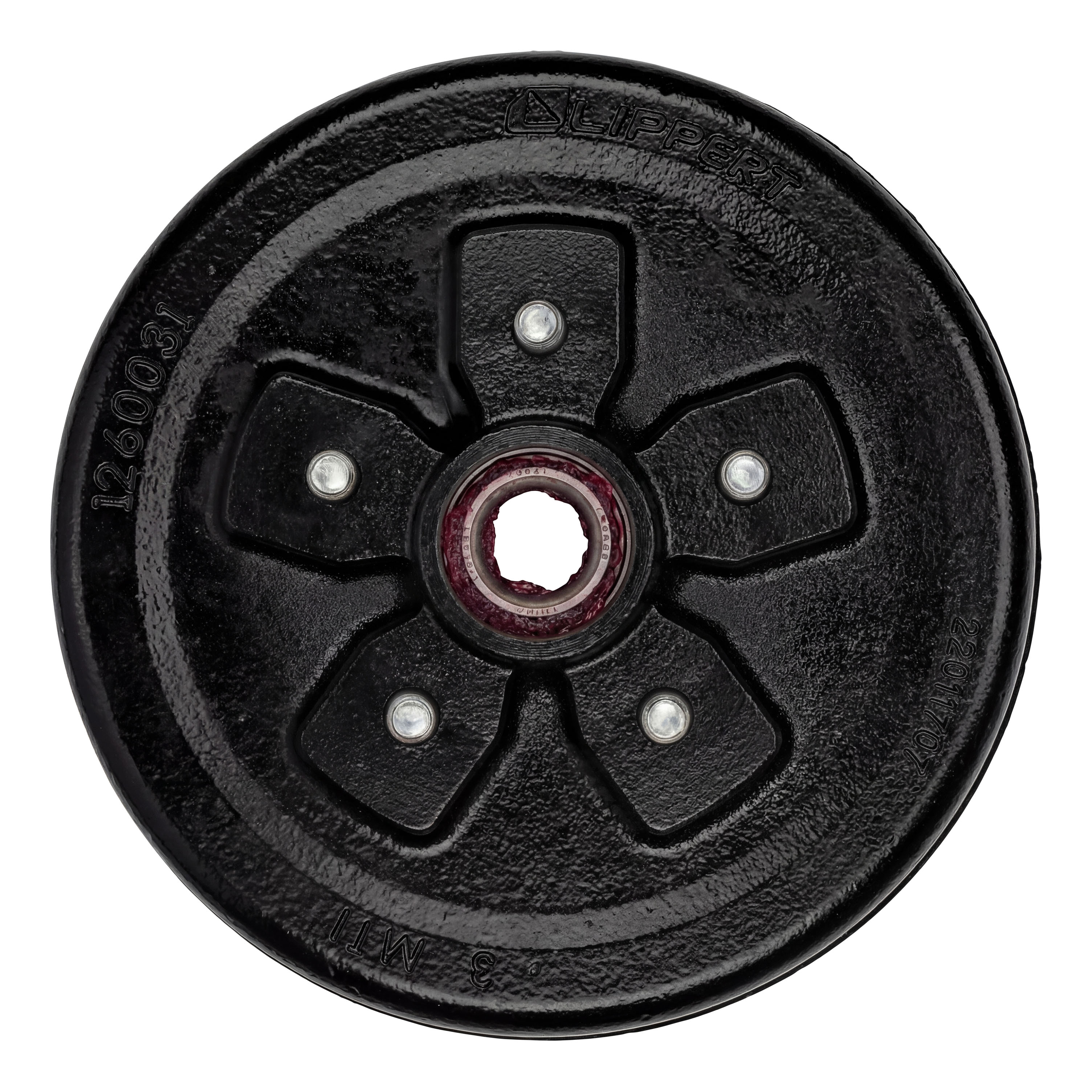 Lippert 2025077652 ABS 10" Black Brake Hub Kit, 3,500-lb Axle, 5 on 4-1/2" Bolt Pattern, 1/2" Stud, Pre-Greased Bearings thumbnail 2