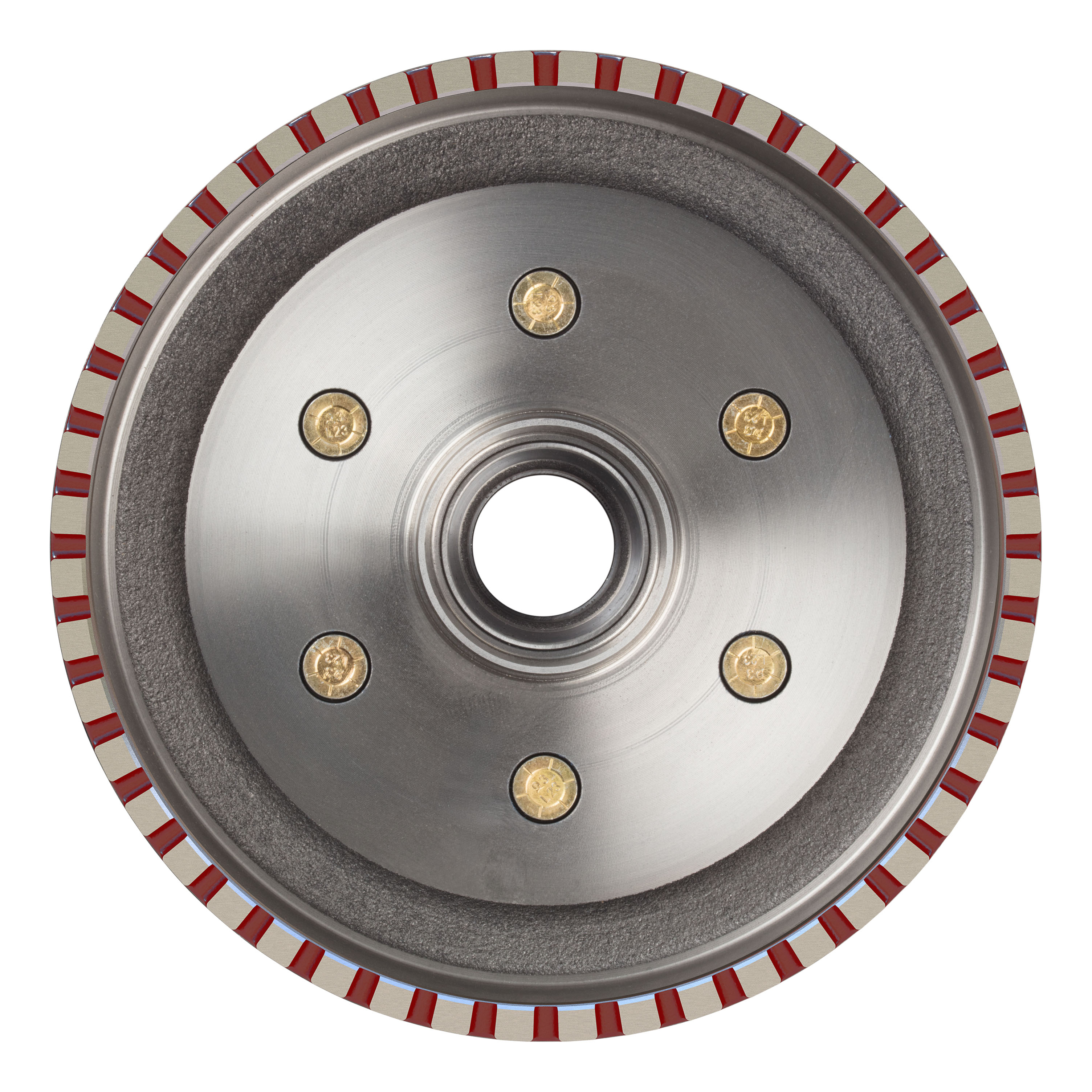 Lippert 2025077657 ABS 10" Red Brake Hub, 4,400-lb Axles, 6 on 5-1/2" Bolt Pattern, 1/2" Studs, Races & Wheel Studs Included thumbnail 2
