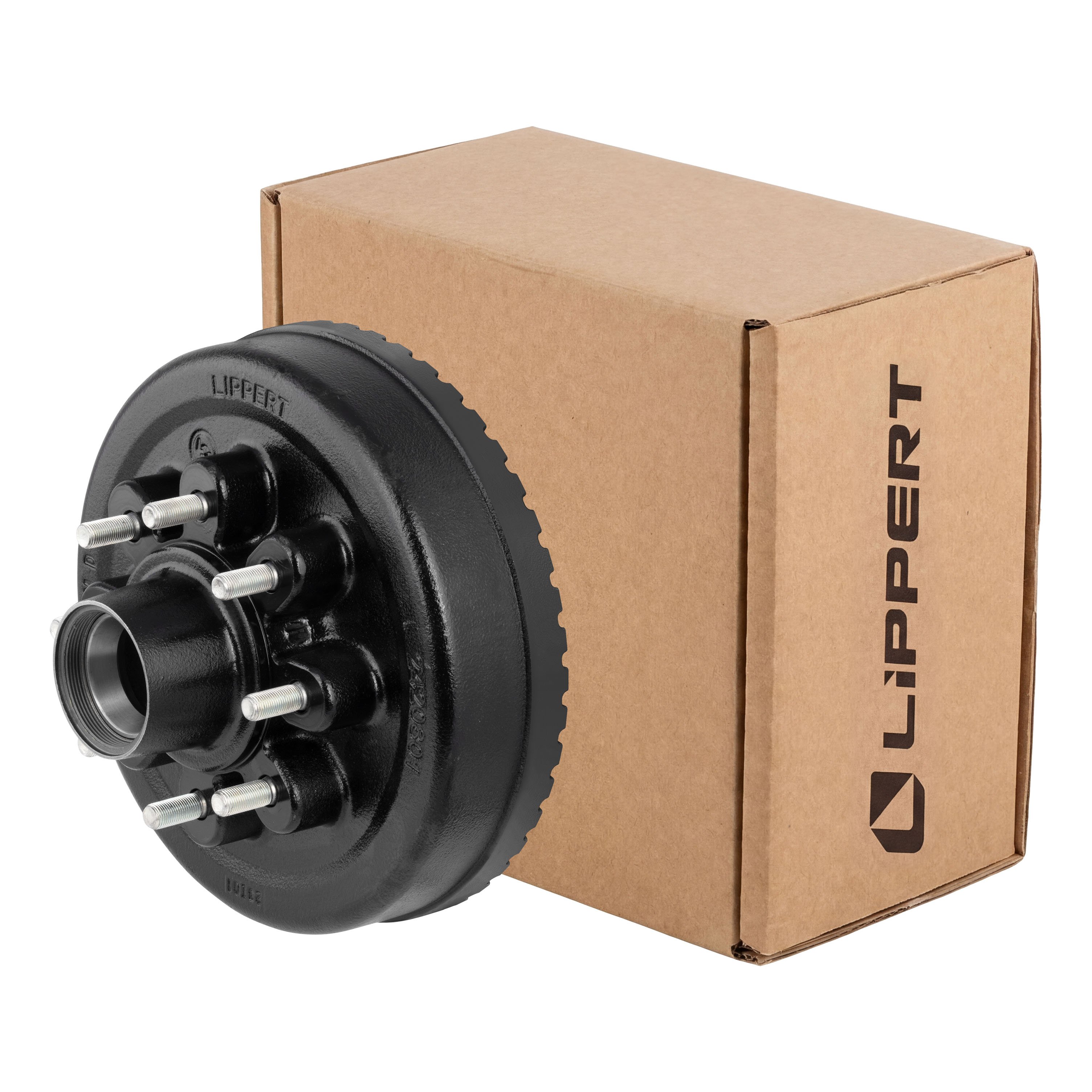Lippert 8,000-lb. ABS 12" Black Hybrid Threaded Brake Hub Assembly, 8 on 6-1/2" Bolt Pattern, 9/16" Studs - 2025077674 thumbnail 0