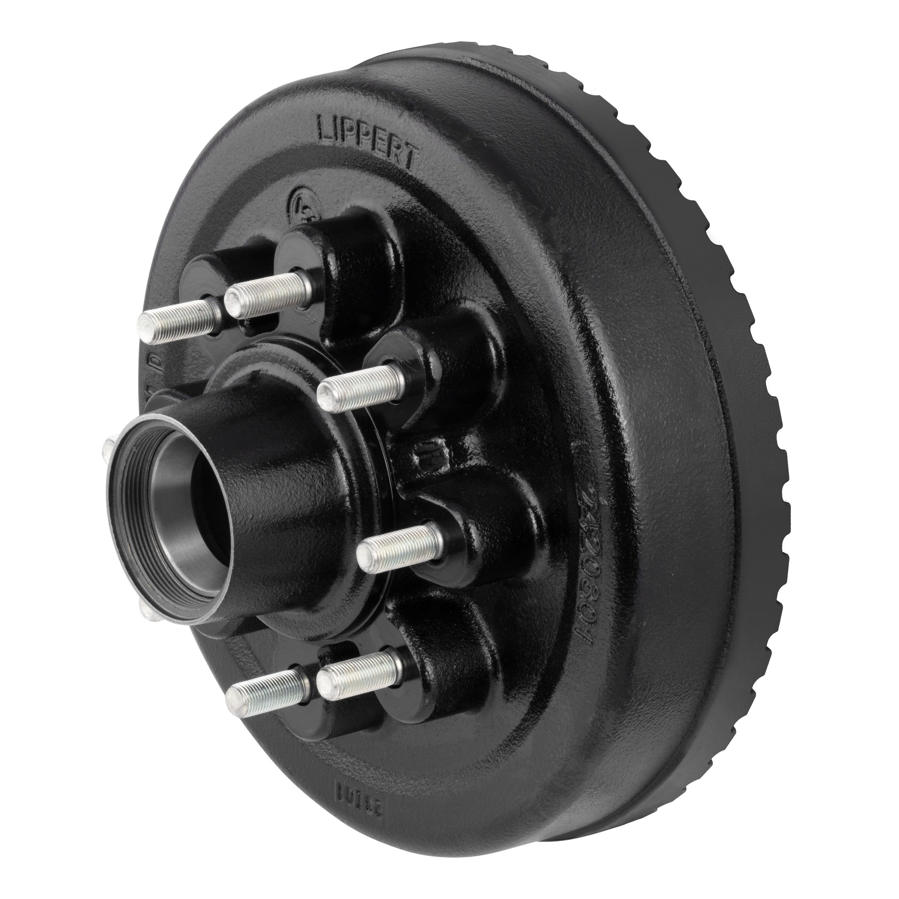 Lippert 8,000-lb. ABS 12" Black Hybrid Threaded Brake Hub Assembly, 8 on 6-1/2" Bolt Pattern, 9/16" Studs - 2025077674 thumbnail 1
