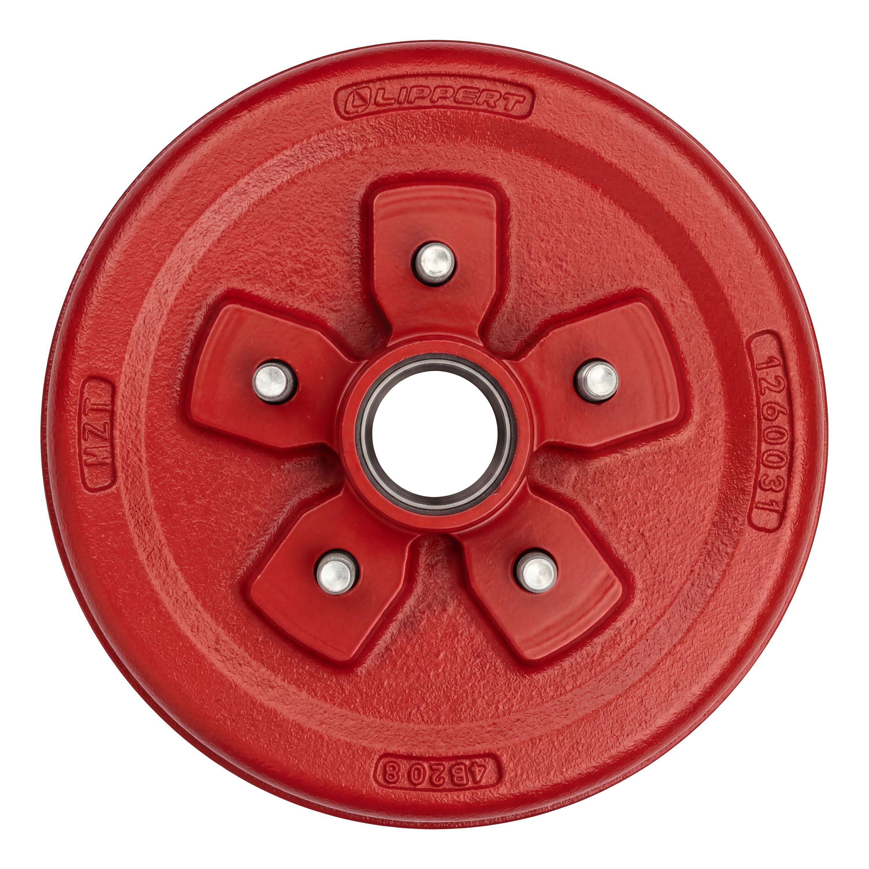 Lippert 2025077653 ABS 10" Red Brake Hub, 3,500-lb. Axle, 5 on 4-1/2" Bolt Pattern, 1/2" Stud, Races & Wheel Studs Included thumbnail 2