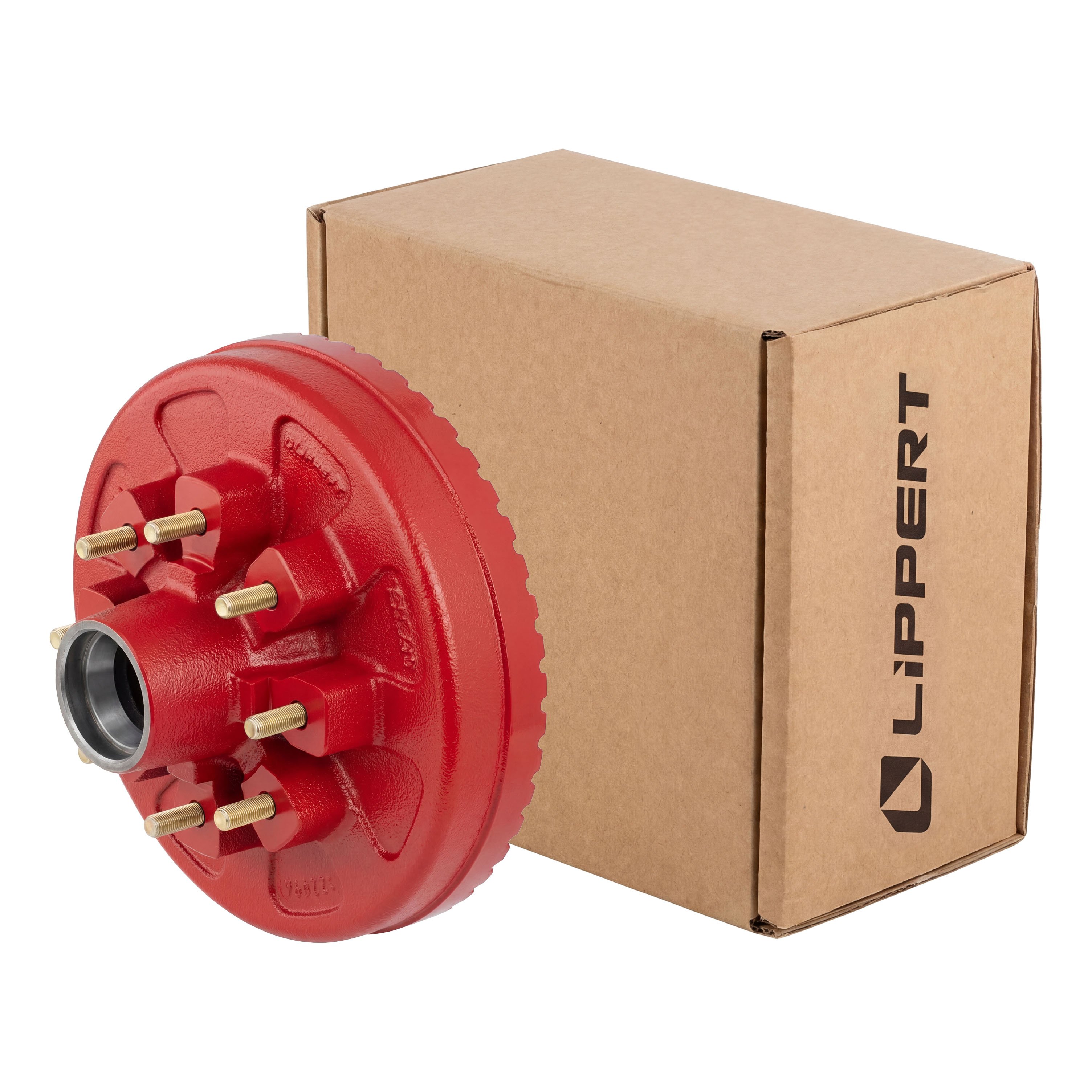 Lippert 2025077667 ABS 12" Red Brake Hub, 7,000-lb Axle, 8 on 6-1/2" Bolt Pattern, 1/2" Studs, 16" Wheel thumbnail 0