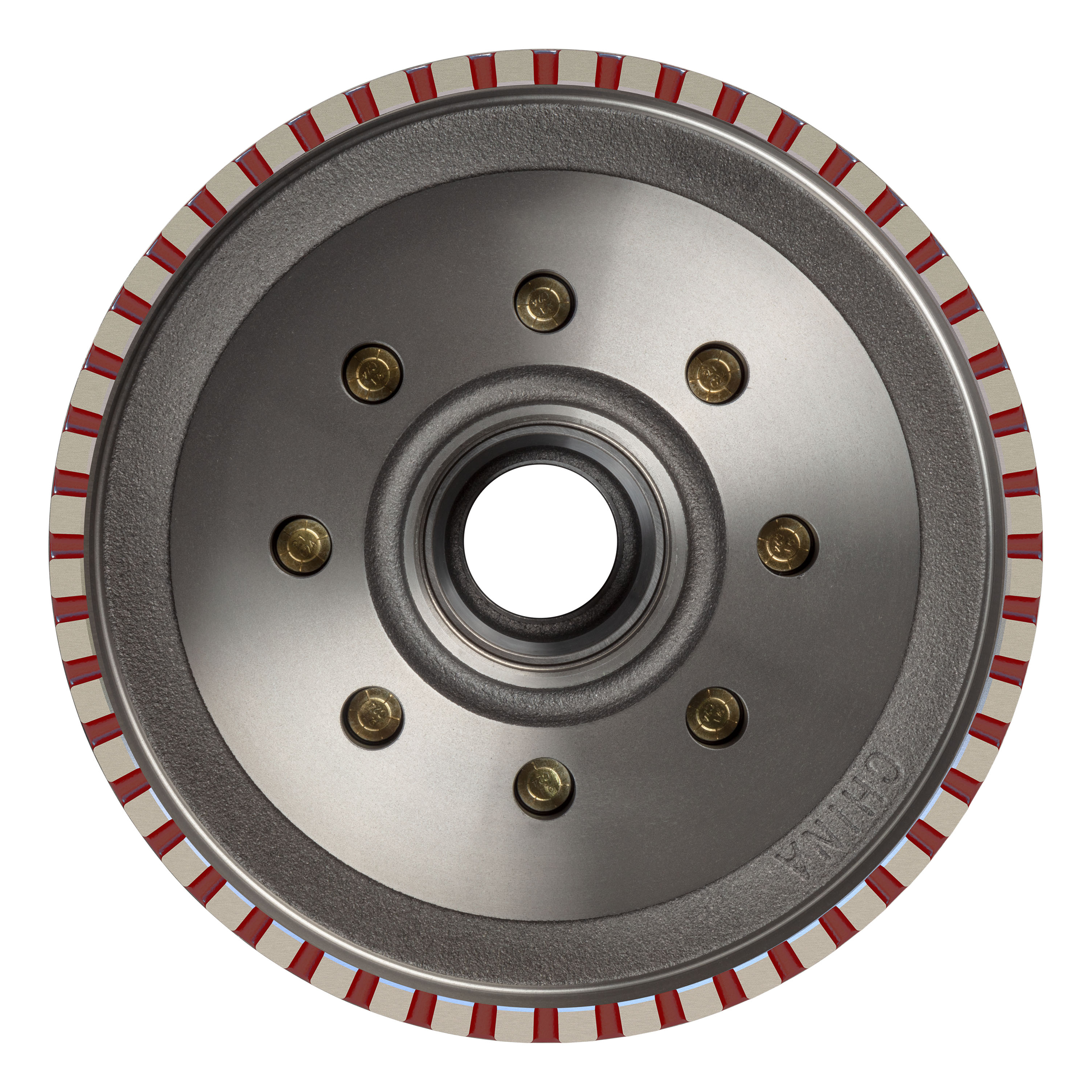 Lippert 2025077667 ABS 12" Red Brake Hub, 7,000-lb Axle, 8 on 6-1/2" Bolt Pattern, 1/2" Studs, 16" Wheel thumbnail 1