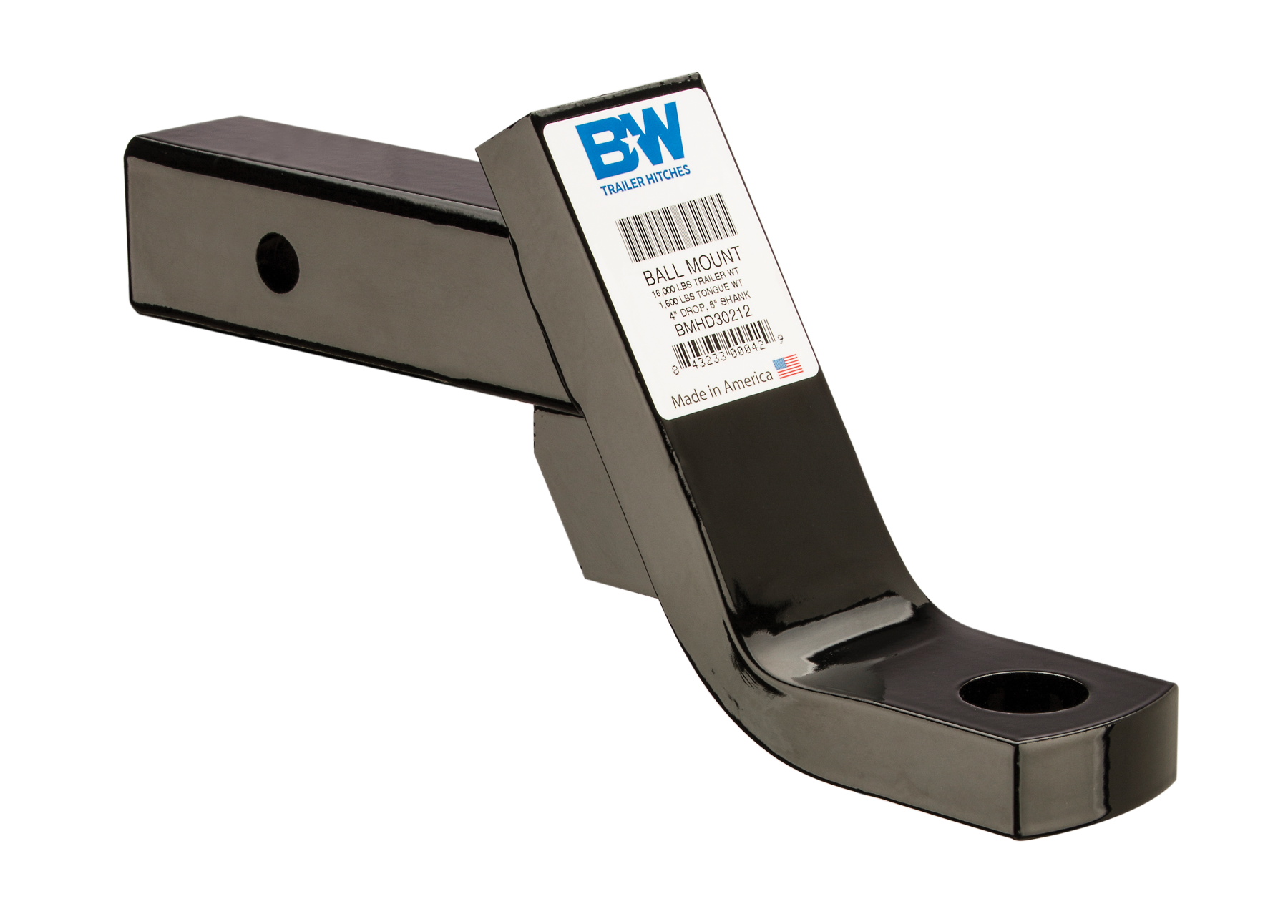 B&W 16000 4" Drop  Balls, Adjustable Ball Mount Hitch for 2" Receivers BQVLBMHD30212 thumbnail 0
