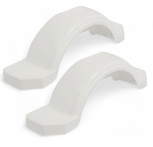 Set of 2, Fulton 14 in. Top & Side Step White Trailer Fender 008574
