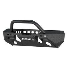 ARIES 2082092 TrailChaser Black Aluminum Front Bumper with Brush Guard and Winch Mount, Select Jeep Wrangler JL, Gladiator