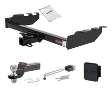 01 - 06 Chevrolet Silverado 1500 HD Excluding roll pan bumper, Tommy Gate lift or 10" drop bumper 2in. CURT Trailer Hitch + Ball Mount + Cover + Lock Kit HWA435