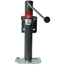 Bulldog Round Trailer Jack, Side Mount, 2,000 lbs. Lift Capacity, Side Wind, Weld-On, 10 in. Travel BD151101