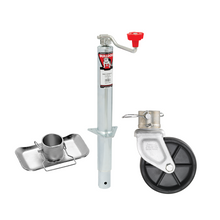 Bulldog Round 2,000 lbs. A-Frame Trailer Jack Topwind 15" Lift Zinc w/ Footplate & 6" Caster Wheel