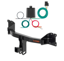 2020 - 2023 Porsche Cayenne Excluding center exhaust Curt 2", Class 3 Trailer Tow Hitch + 4-flat Wiring Kit 13592