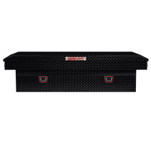 WEATHER GUARD 117-5-04 Aluminum Saddle Tool Box, 15.5 Cu Ft, Extra Wide, Gloss Black, Tamper Resistant Push Button Lock