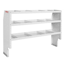 WEATHER GUARD 9346-3-03 Heavy Duty Van Shelf Unit, 60"W x 44"H x 16"D, 3 Adjustable Shelves, 12 Dividers, White Steel