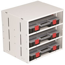 WEATHER GUARD 9960-3-01 Stackable Cabinet, Three-Shelf w/3 Small Parts Organizer Cases, Van Storage System
