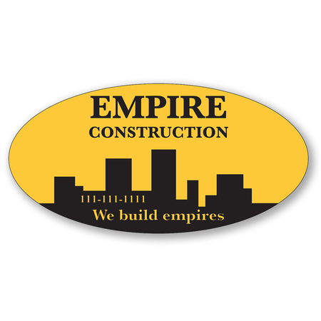 6" X 3" ONE Color Oval Decals