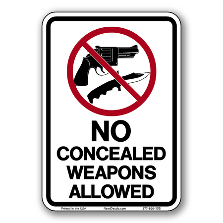 No Guns, No Firearms , No Weapons Allowed Window & Door Decals