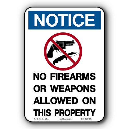 No Guns, No Firearms , No Weapons Allowed Window & Door Decals