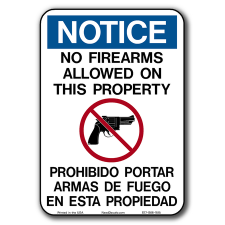 No Guns, No Firearms , No Weapons Allowed Window & Door Decals