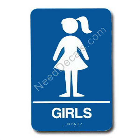 090120 Girls Restroom Sign Braille ADA - Inventory Reduction Sale