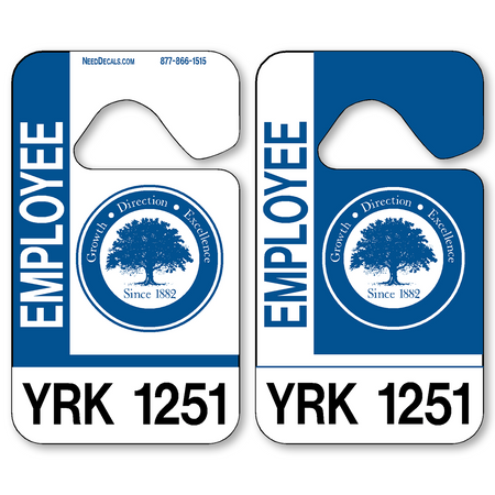 Our standard Car Parking Hang Tags allow endless design possibilities and project a professional image. Available in over 30 Stock Ink Colors or unlimited custom colors. These durable Car Parking Hang Tags are printed on heavy duty .035 inch material to give you the strongest parking permit available. Order today and get Free Setup, Free Numbering and Free Logo.