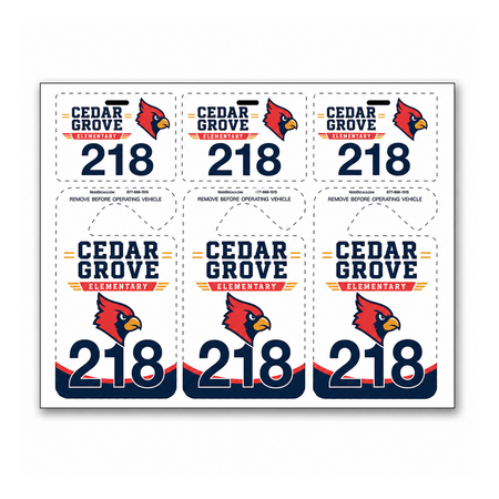 Cedar Grove #3653 parent pickup kit with three car rider hang tags and three backpack badges