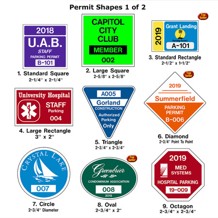 These custom windshield parking permits are printed on High Performance 3M Clear Material to give you many years of service. All of our windshield permits are back-printed with White ink at no additional charge so the permits will be more visible on your tinted windshields.