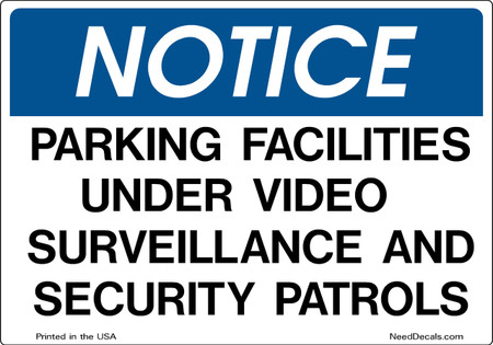 Decal Packs - Parking Facilities Security — Parking Facilities Video Decal
