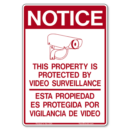 Bilingual Property Protected by Video Surveillance Decals