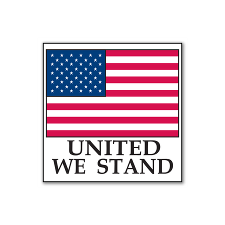 United We Stand Flag Sticker -- 2” x 2” - Rolls of 100