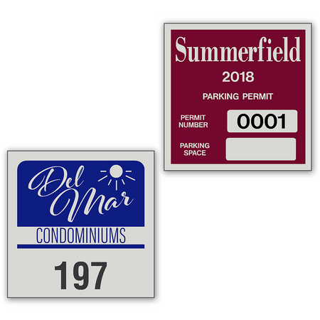 Reflective Windshield Parking Permits are available in  33 Stock Ink Colors or unlimited custom colors. These durable Windshield Parking Permits are printed on heavy duty engineer grade material to give you the strongest parking permit available. Order today and get Free Setup, Free Numbering and Free Logo.