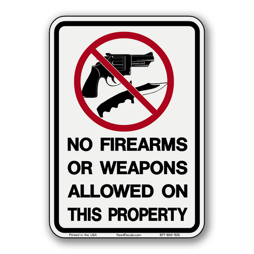 No Guns, No Firearms , No Weapons Allowed Window & Door Decals