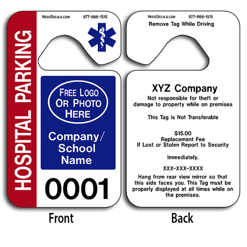 4-Color Process Custom Hospital Parking Permit Hang Tags allow endless design possibilities and project a professional image.