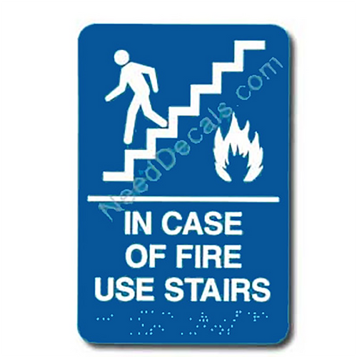 09017 In Case of Fire Sign Braille ADA - Inventory Reduction Sale