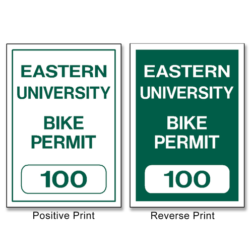 Rectangular custom bike registration label