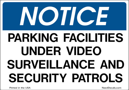 Decal Packs - Parking Facilities Security — Parking Facilities Video Decal