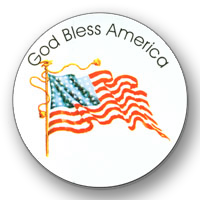 GOD Bless America Round Stickers ( 2 3/4" diameter ) - Roll of 100