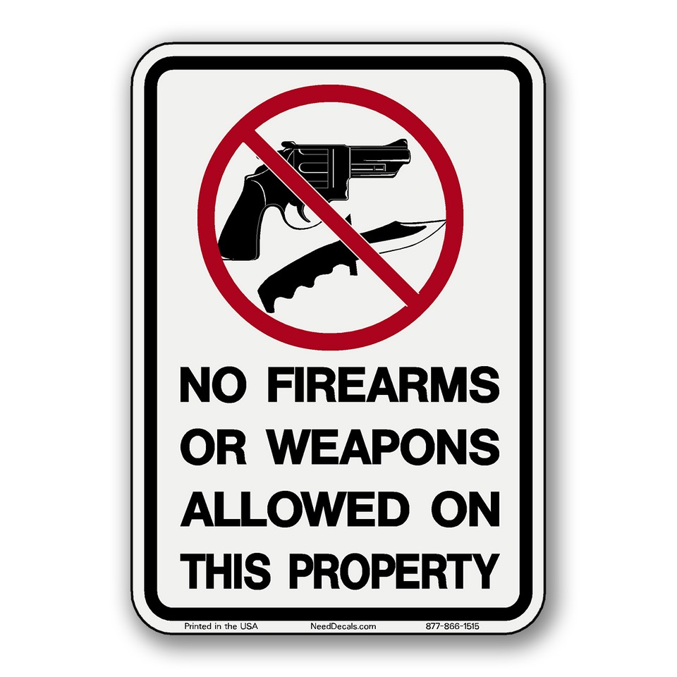 No Firearms or Weapons Allowed Decals