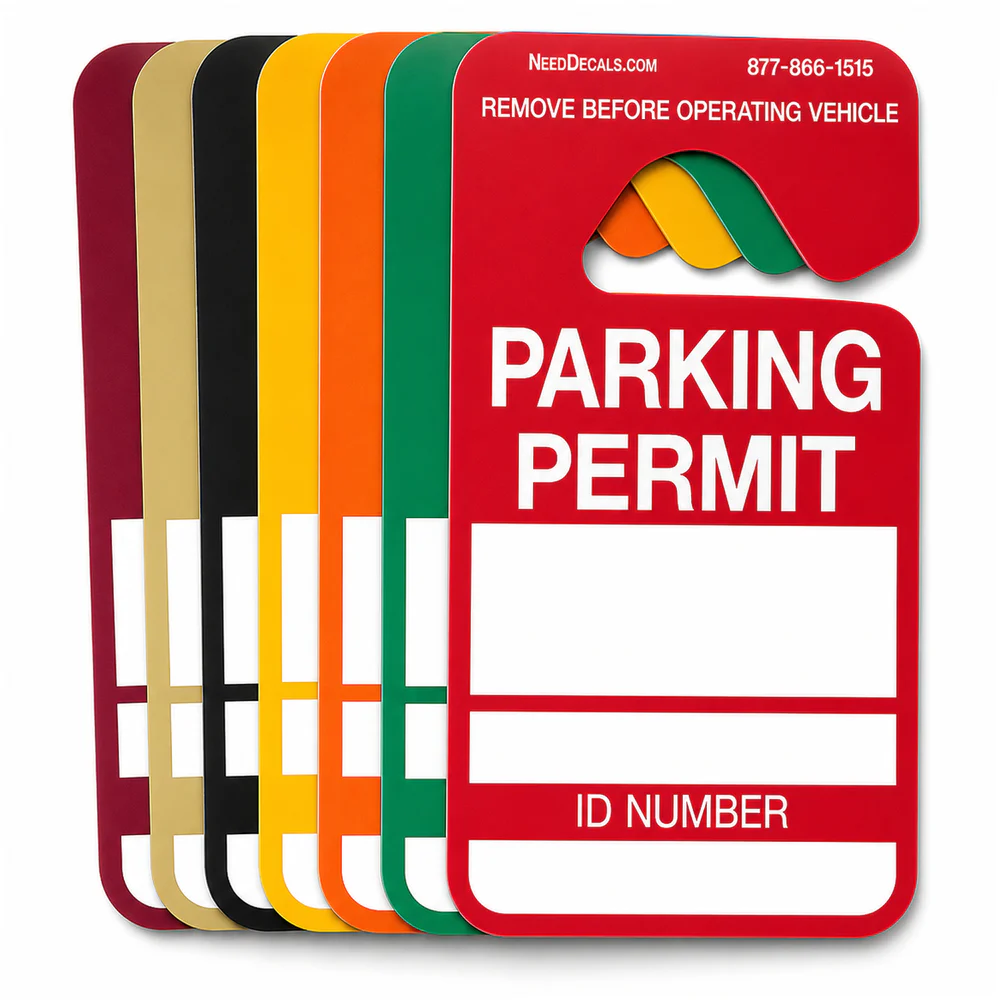 Preprinted Parking Permit hang tags in several stock colors
