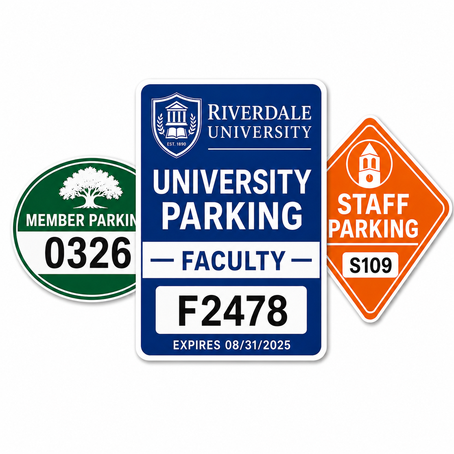 Custom bumper-style parking permit decals