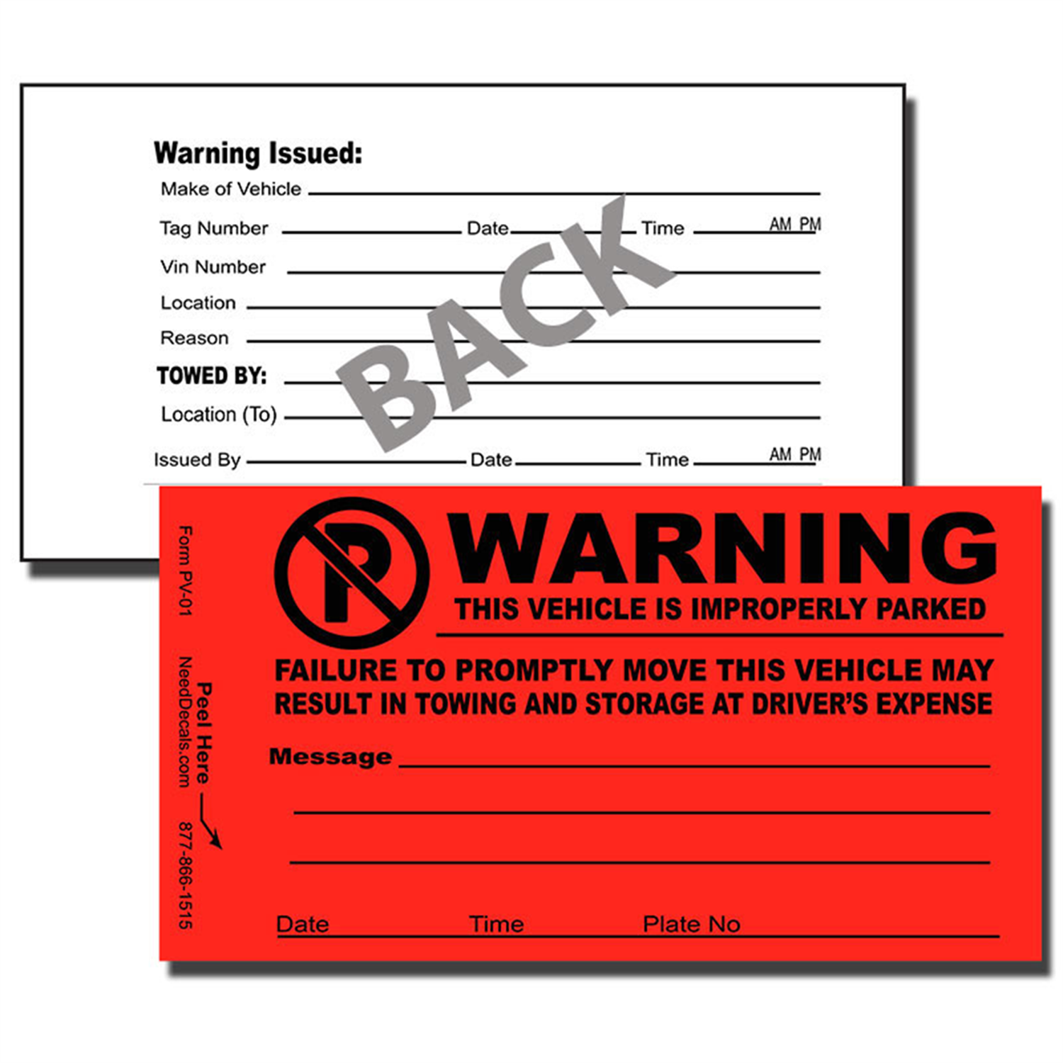 Orange parking violation warning sticker