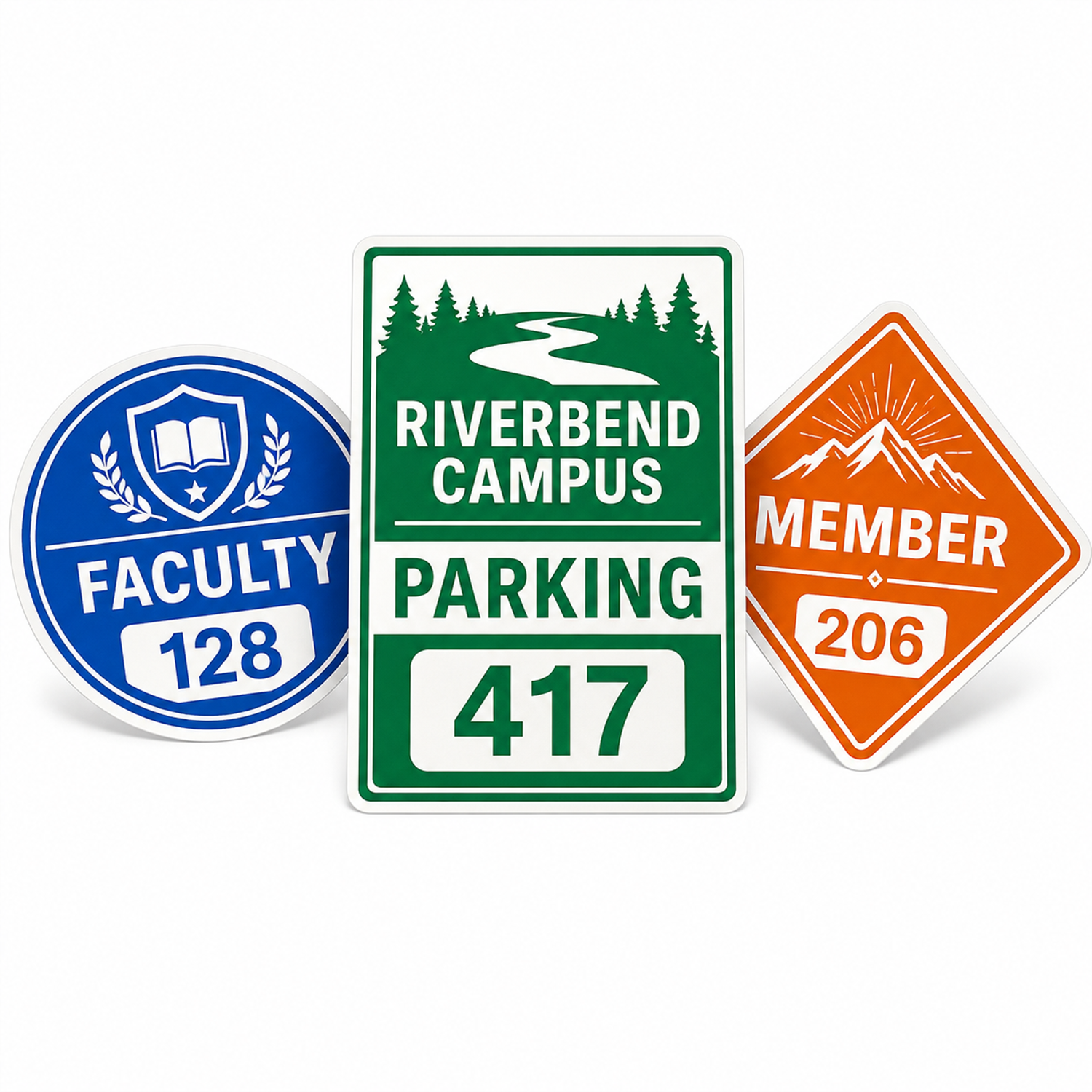 Custom windshield parking permits in multiple printed shapes