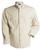 Front view of the bone coloured long sleeve shirt.