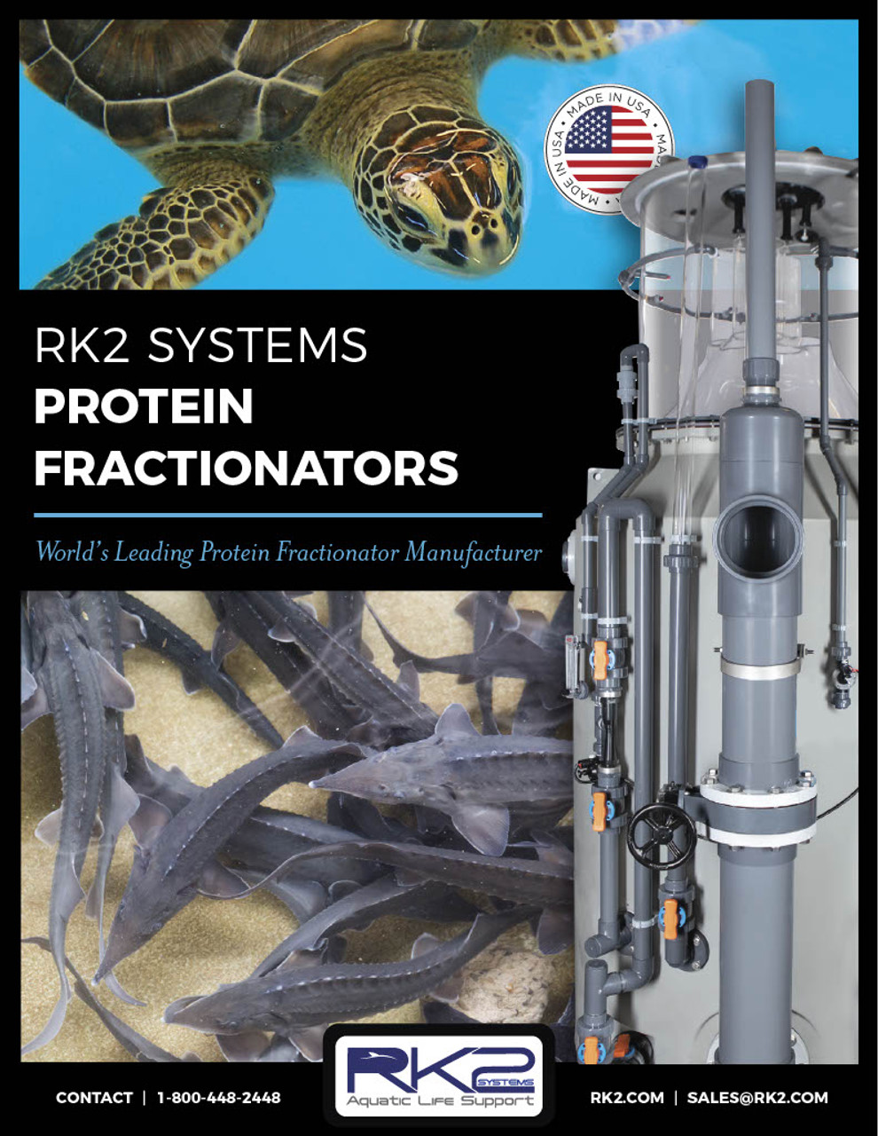 RK2 Systems RK300PE Protein Fractionators / Protein Skimmer. 300 GPM / 1136 LPM @ 2 min.