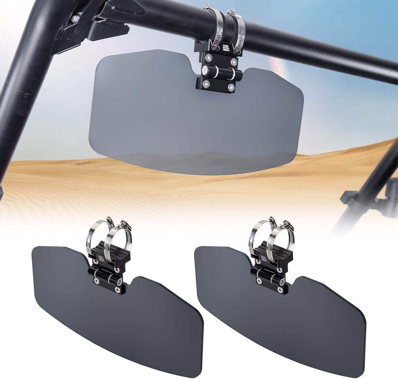 KEMIMOTO UTV Sun Visor For 1.5-2 Inch Roll Bars - Fits Polaris, Can-Am, Kawasaki & More