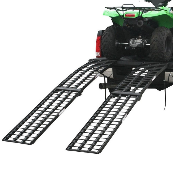 John Deere Gator Aluminum Extra-Wide 4-Beam Arched Dual Runner Folding Ramps by Black Widow