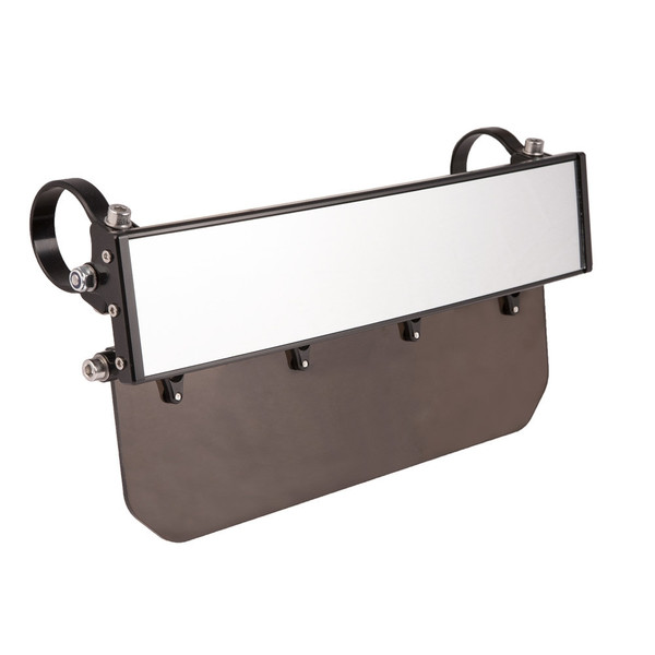 John Deere Gator 12″ Wide Panoramic Rearview Mirror with Folding Sun Visor Solid Black Shield by Axia Alloys