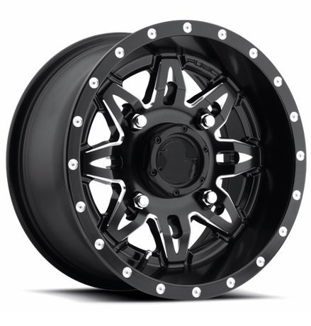 John Deere Gator Fuel Lethal D567 Matte Black Milled Wheel Set by