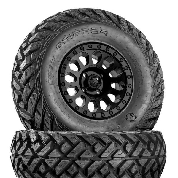 John Deere Gator / General Vector D579 Matte Black Wheels with Fuel Gripper Tires