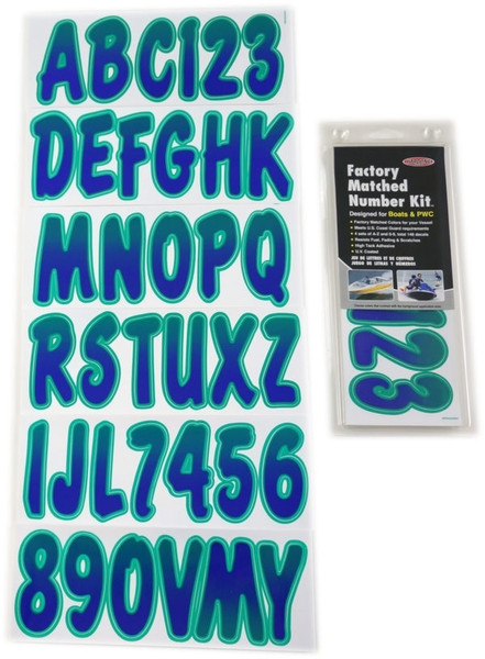 John Deere Gator Boat Lettering Purple/Teal 3″ Registration Kit