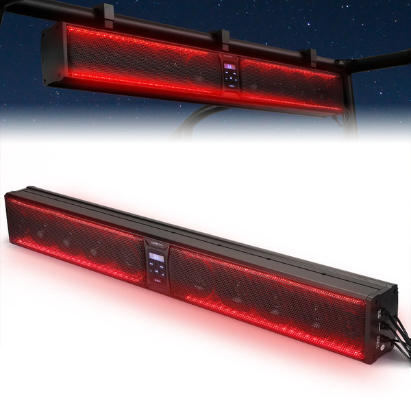 John Deere Gator XUV/RSX 10 Speaker Aluminum RGB Sound Bar for UTV, Golf Cart & Marine with 1.25" - 2" Roll Bar by Kemimoto
