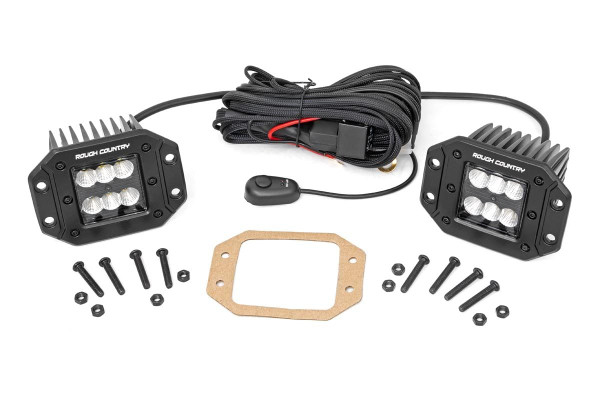 John Deere Gator XUV/RSX 2" Square Black Series LED Flush Mount Light Pair by Rough Country